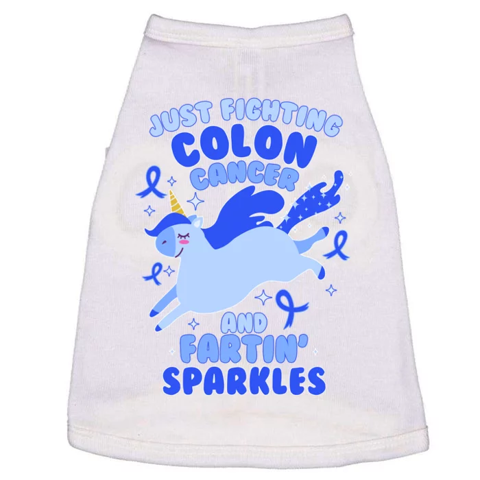 Funny Unicorn Fighting Colon Cancer And Farting Sparkles Doggie Tank