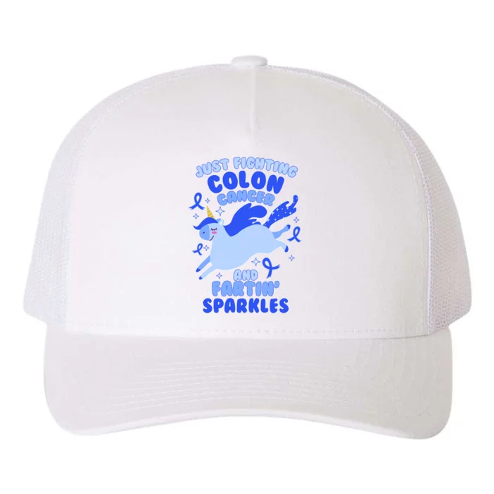 Funny Unicorn Fighting Colon Cancer And Farting Sparkles Yupoong Adult 5-Panel Trucker Hat