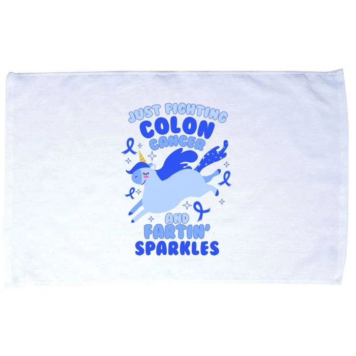 Funny Unicorn Fighting Colon Cancer And Farting Sparkles Microfiber Hand Towel