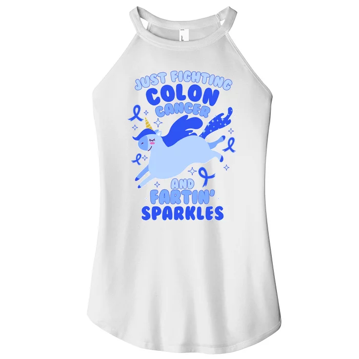 Funny Unicorn Fighting Colon Cancer And Farting Sparkles Women’s Perfect Tri Rocker Tank