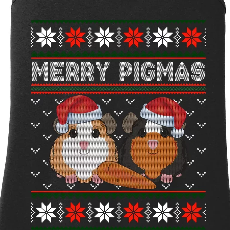 Funny Ugly Guinea Pig Christmas Merry Pigmas Ladies Essential Tank