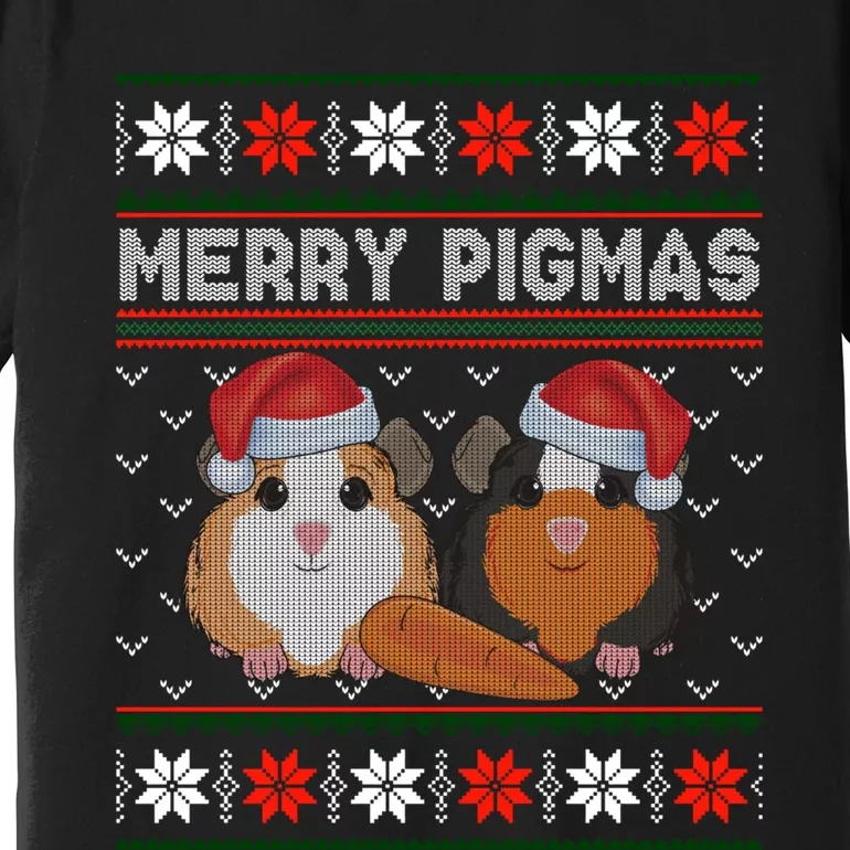 Funny Ugly Guinea Pig Christmas Merry Pigmas Premium T-Shirt