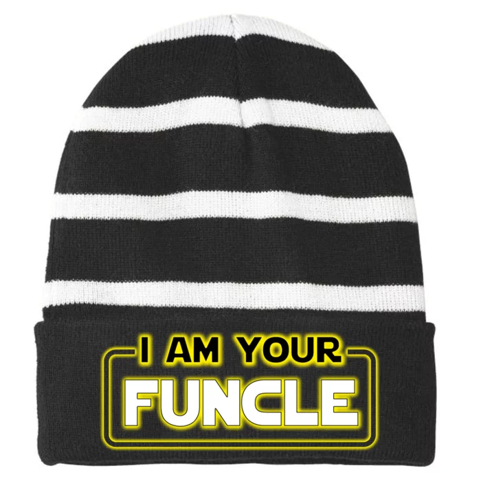 Funny Uncle Gift Cool Uncle Striped Beanie with Solid Band