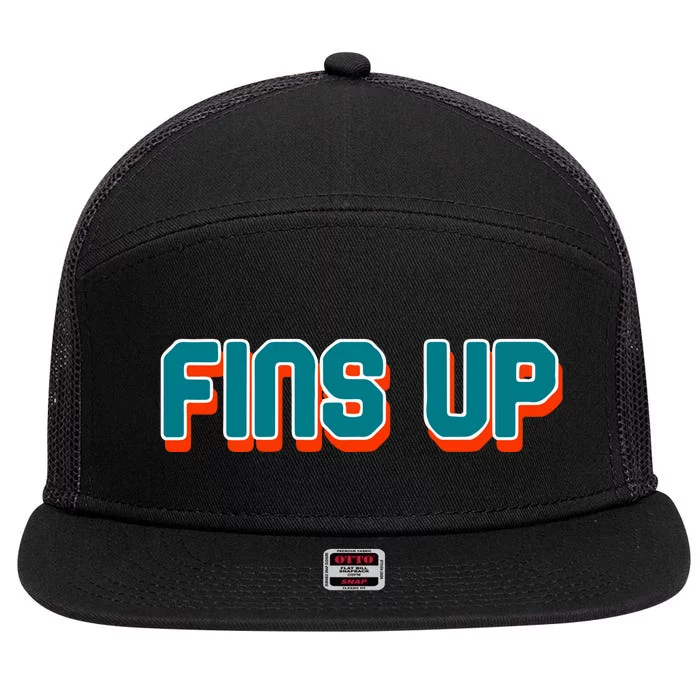 Fins Up Gift For Miami Sport Fan 7 Panel Mesh Trucker Snapback Hat