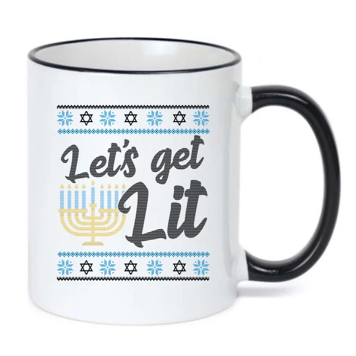 Funny Ugly Hanukkah Lets Get Lit Menorah Black Color Changing Mug