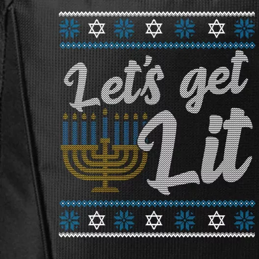 Funny Ugly Hanukkah Lets Get Lit Menorah City Backpack