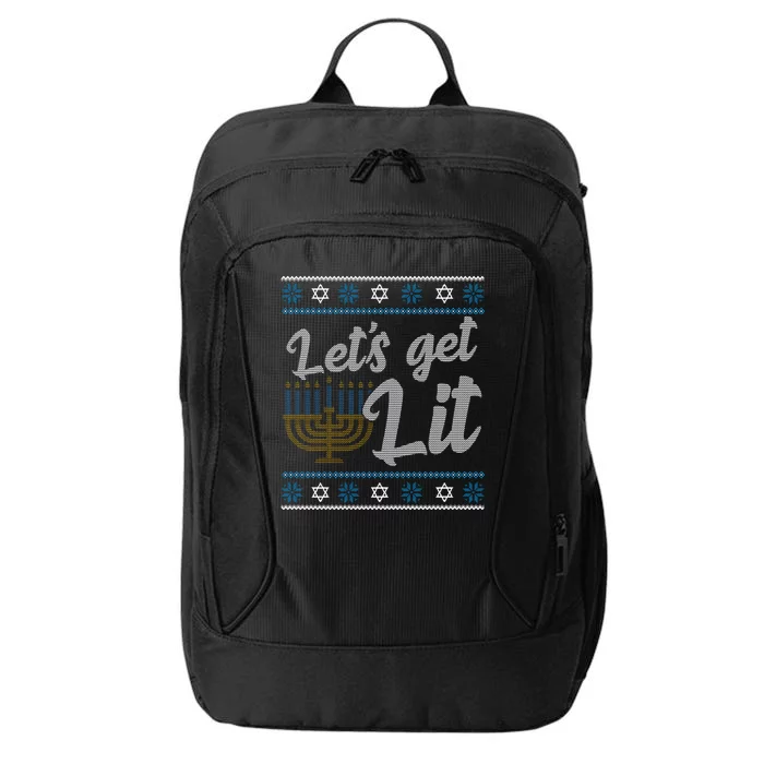 Funny Ugly Hanukkah Lets Get Lit Menorah City Backpack