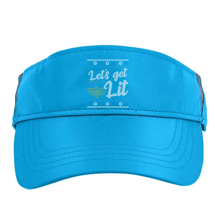 Funny Ugly Hanukkah Lets Get Lit Menorah Adult Drive Performance Visor