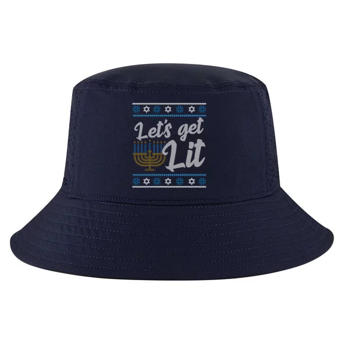 Funny Ugly Hanukkah Lets Get Lit Menorah Cool Comfort Performance Bucket Hat