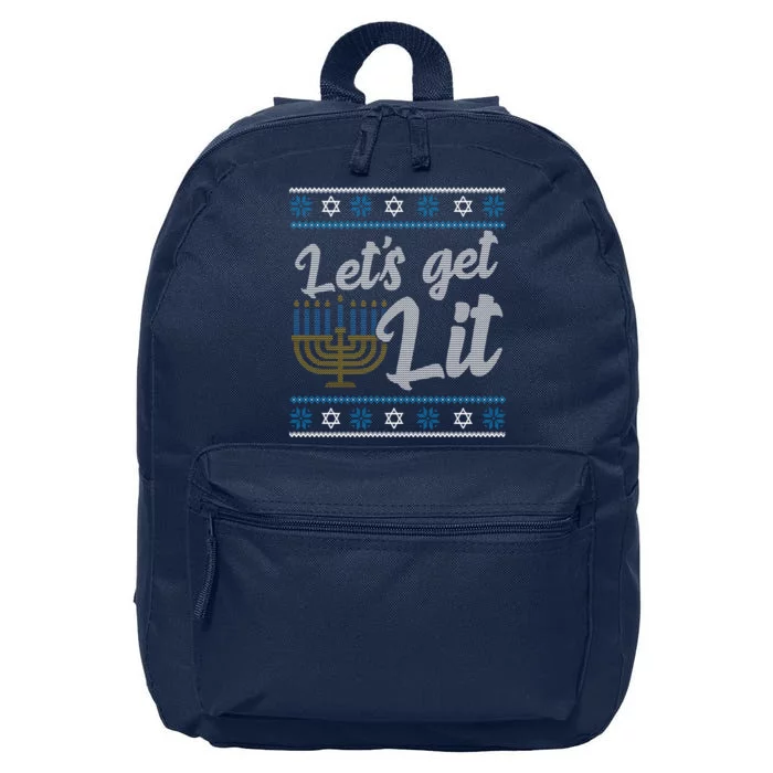 Funny Ugly Hanukkah Lets Get Lit Menorah 16 in Basic Backpack