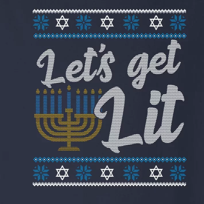 Funny Ugly Hanukkah Lets Get Lit Menorah Toddler Long Sleeve Shirt