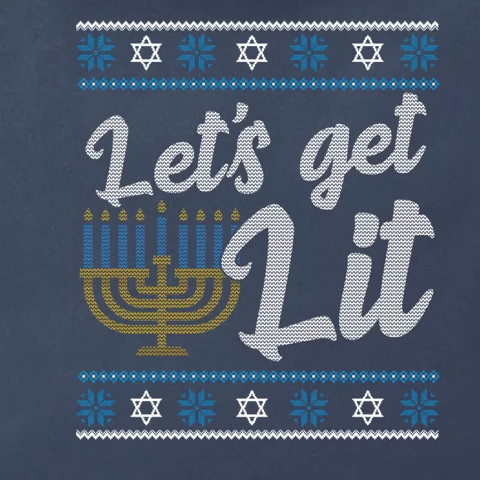 Funny Ugly Hanukkah Lets Get Lit Menorah Zip Tote Bag