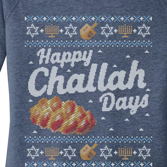 Funny Ugly Hanukkah Sweater Happy Challah Days Women's Perfect Tri Tunic Long Sleeve Shirt