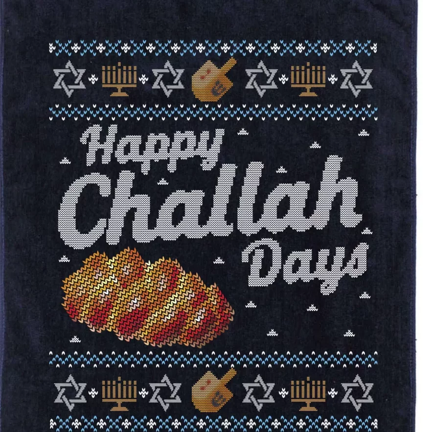 Funny Ugly Hanukkah Sweater Happy Challah Days Platinum Collection Golf Towel