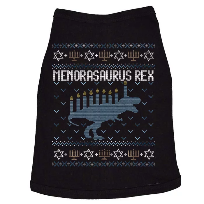 Funny Ugly Hanukkah Sweater Dino Trex Menorah Doggie Tank