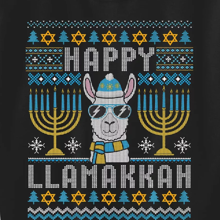 Funny Ugly Hanukkah Sweater Llama Llamakkah Gift Kids Sweatshirt