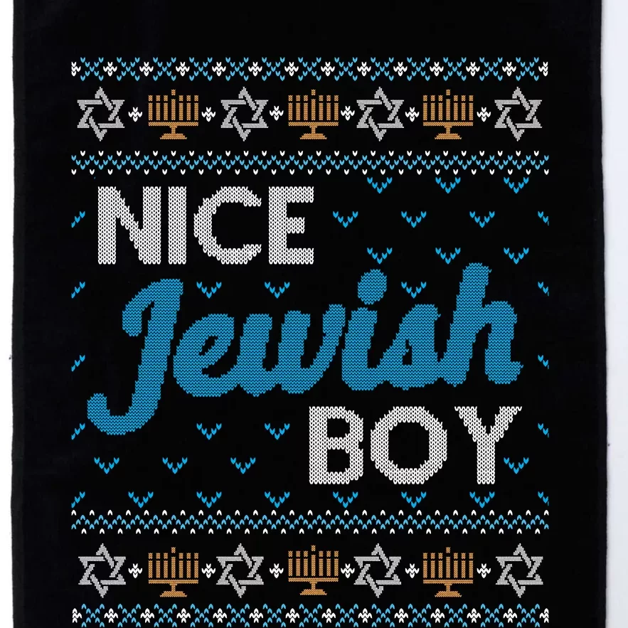 Funny Ugly Hanukkah Sweater Nice Jewish Boy Matching Platinum Collection Golf Towel