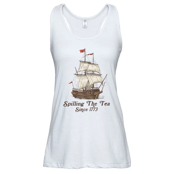 Funny Us History Teacher Boston Spilling The Tea Since 1773 Ladies Essential Flowy Tank