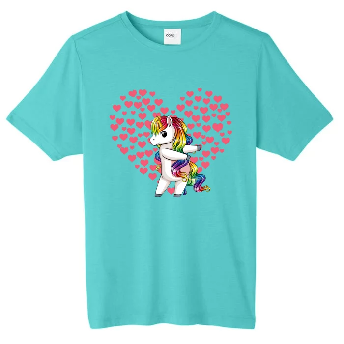 Flossing Unicorn Hearts Valentine's Day Funny Dab Gift ChromaSoft Performance T-Shirt