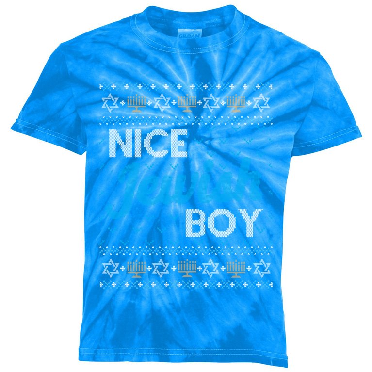 Funny Ugly Hanukkah Sweater Nice Jewish Boy Matching Kids Tie-Dye T-Shirt