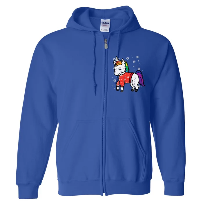 Festive Unicorn Holiday Sweater Festive Full Zip Hoodie