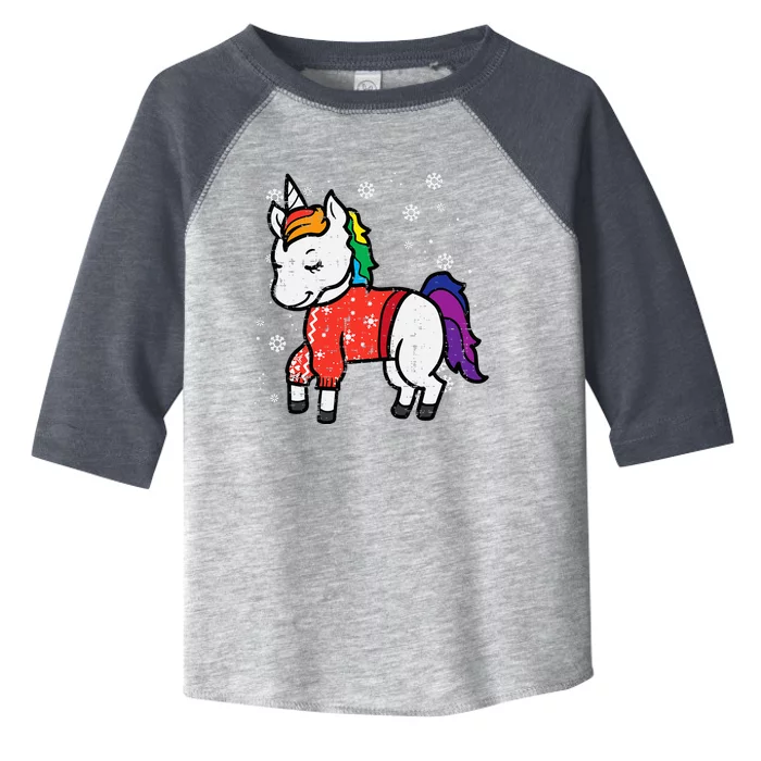 Festive Unicorn Holiday Sweater Festive Toddler Fine Jersey T-Shirt