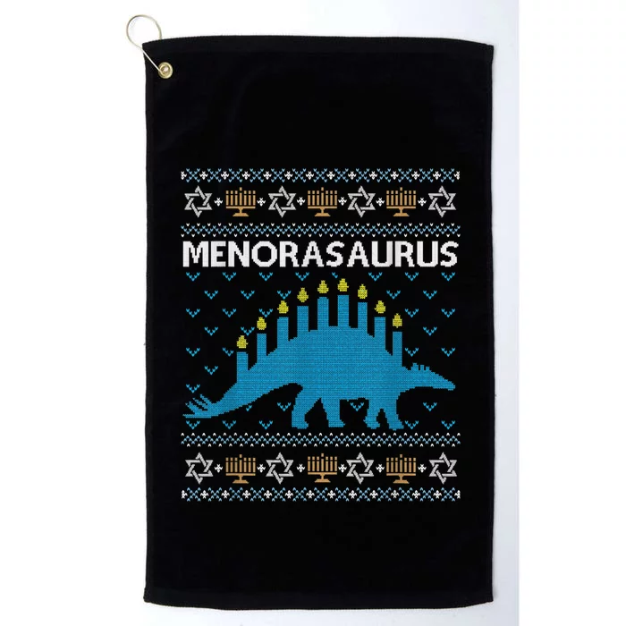 Funny Ugly Hanukkah Sweater Dinosaur Menorah Dino Platinum Collection Golf Towel