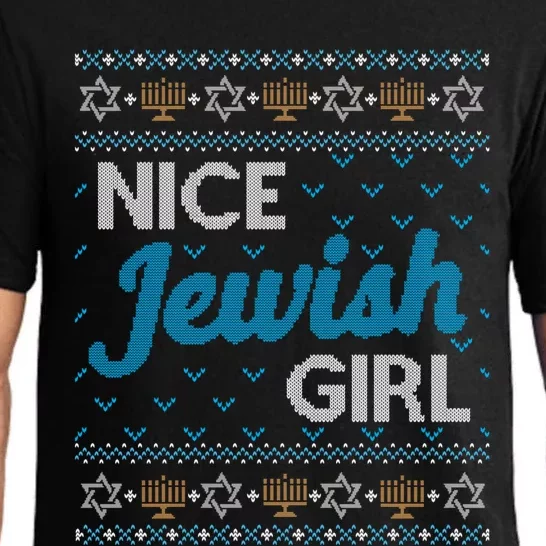 Funny Ugly Hanukkah Sweater Nice Jewish Girl Matching Pajama Set