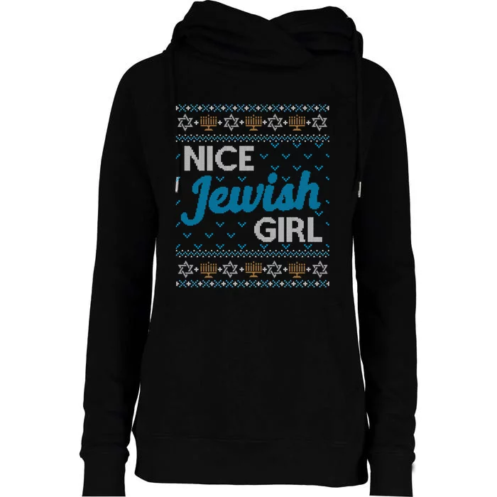 Funny Ugly Hanukkah Sweater Nice Jewish Girl Matching Womens Funnel Neck Pullover Hood