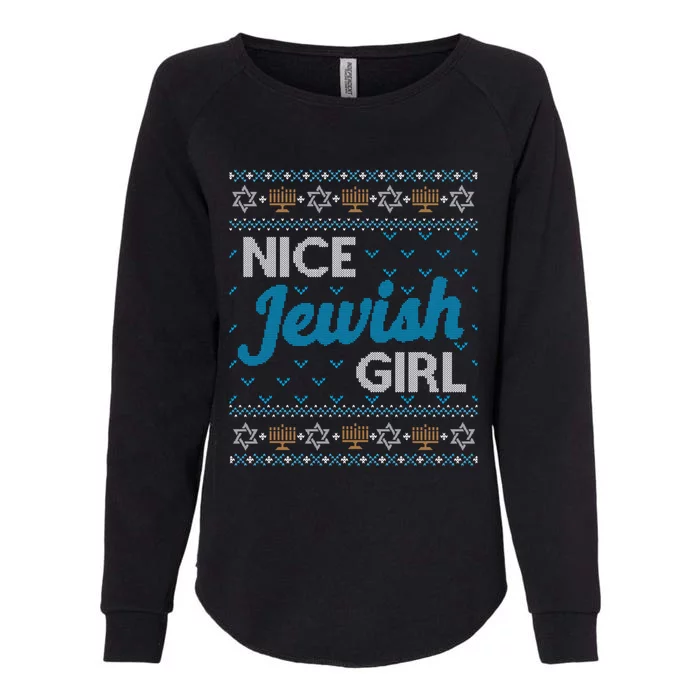 Funny Ugly Hanukkah Sweater Nice Jewish Girl Matching Womens California Wash Sweatshirt