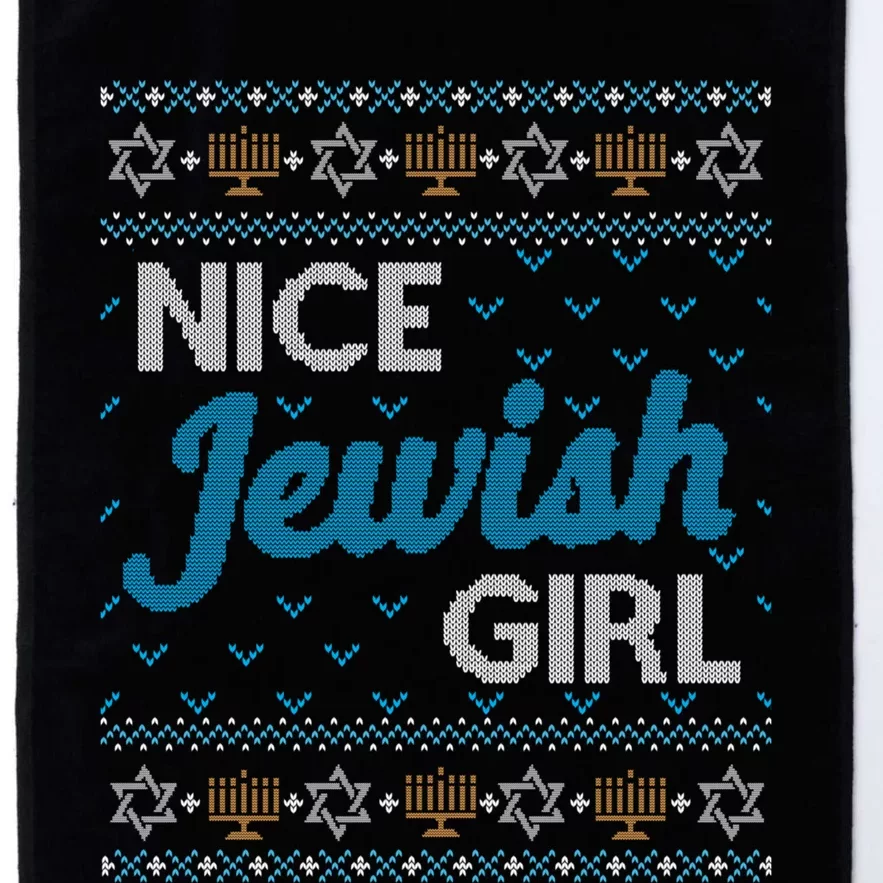 Funny Ugly Hanukkah Sweater Nice Jewish Girl Matching Platinum Collection Golf Towel