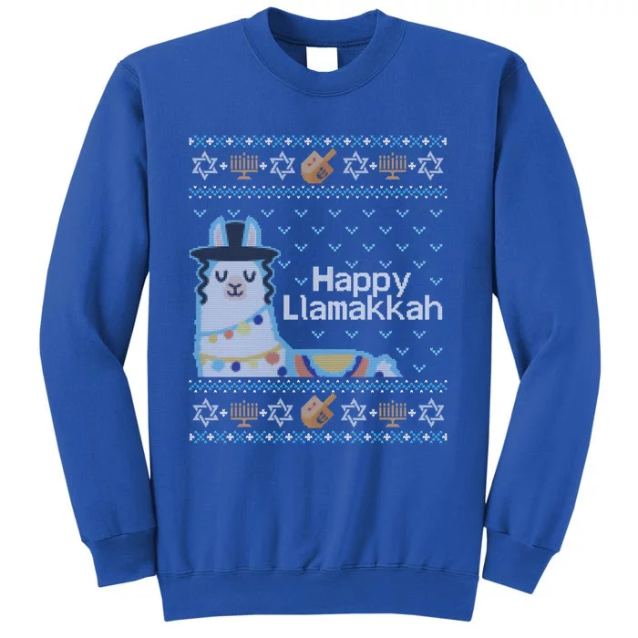 Funny Ugly Hanukkah Sweater Llama Llamakkah Gift Tall Sweatshirt