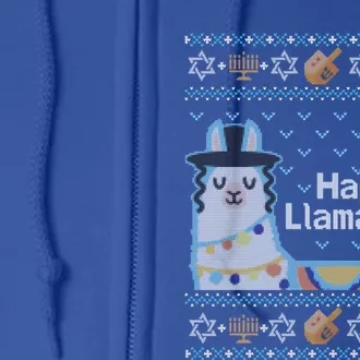 Funny Ugly Hanukkah Sweater Llama Llamakkah Gift Full Zip Hoodie