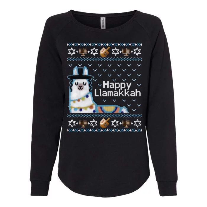 Funny Ugly Hanukkah Sweater, Llama Llamakkah Womens California Wash Sweatshirt