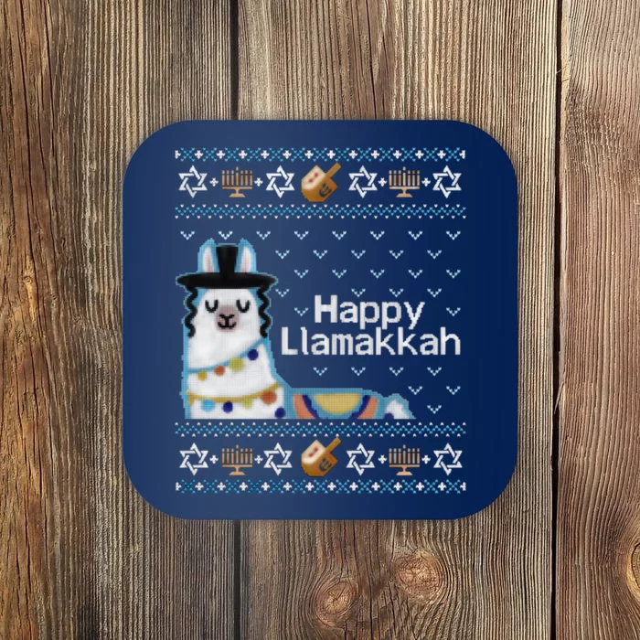 Funny Ugly Hanukkah Sweater, Llama Llamakkah Coaster