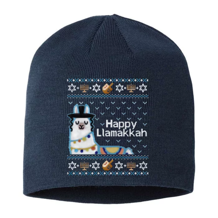 Funny Ugly Hanukkah Sweater, Llama Llamakkah 8 1/2in Sustainable Knit Beanie