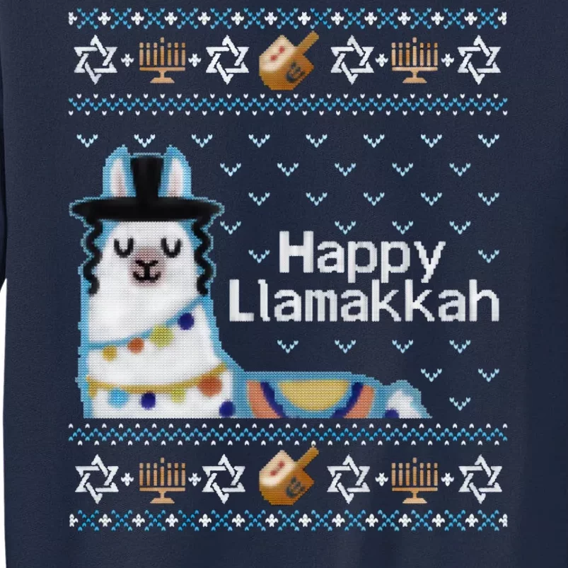 Funny Ugly Hanukkah Sweater, Llama Llamakkah Tall Sweatshirt