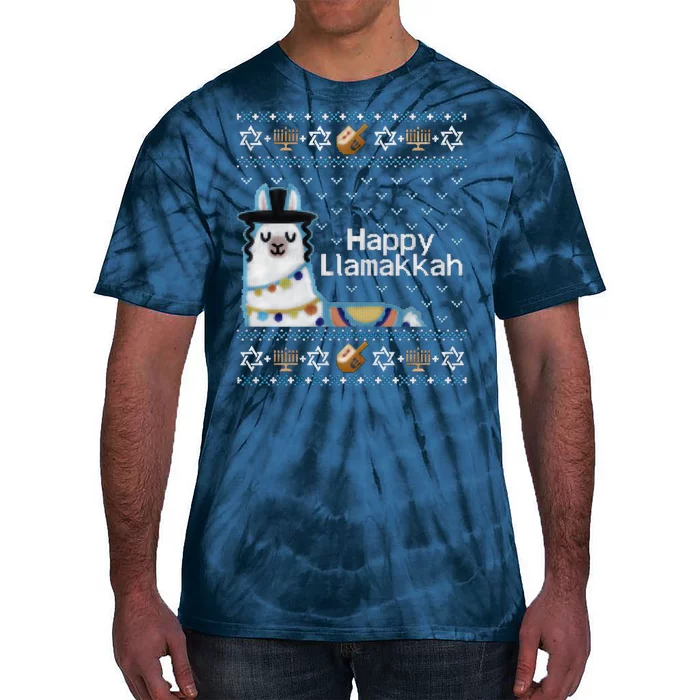 Funny Ugly Hanukkah Sweater, Llama Llamakkah Tie-Dye T-Shirt