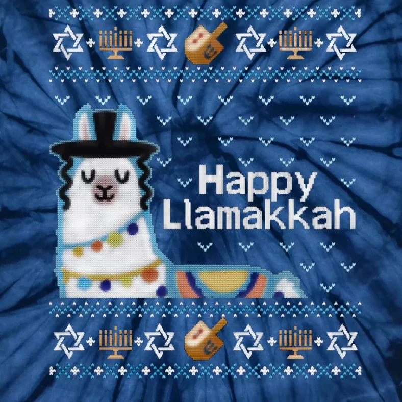 Funny Ugly Hanukkah Sweater, Llama Llamakkah Tie-Dye T-Shirt