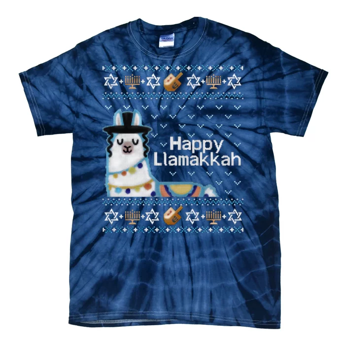 Funny Ugly Hanukkah Sweater, Llama Llamakkah Tie-Dye T-Shirt