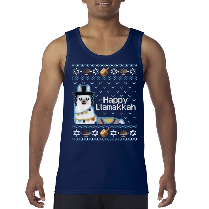 Funny Ugly Hanukkah Sweater, Llama Llamakkah Tank Top