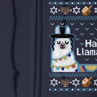 Funny Ugly Hanukkah Sweater, Llama Llamakkah Full Zip Hoodie