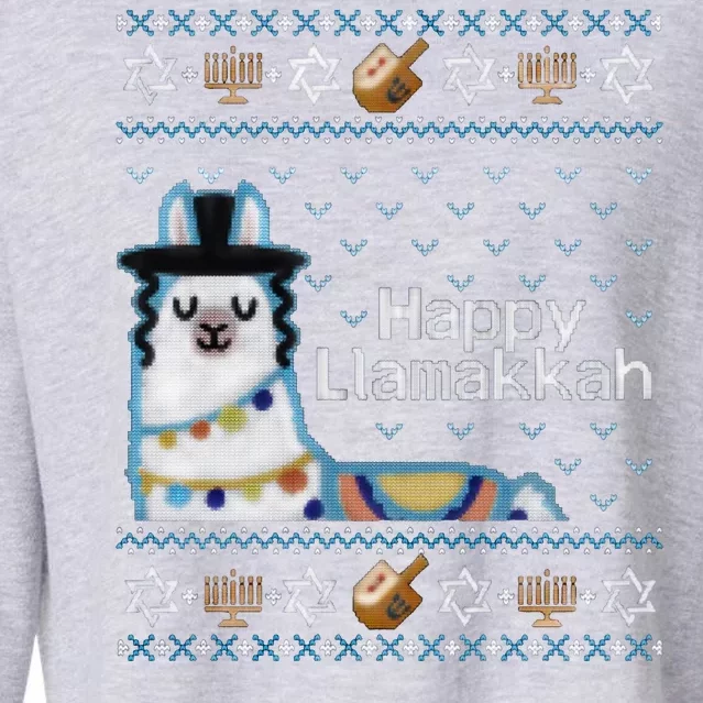 Funny Ugly Hanukkah Sweater, Llama Llamakkah Cropped Pullover Crew