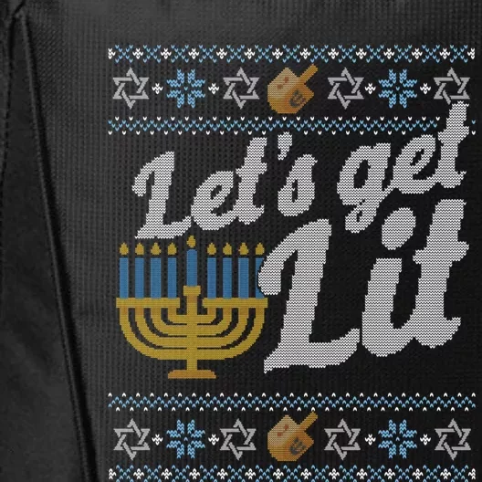 Funny Ugly Hanukkah Sweater Lets Get Litorah City Backpack