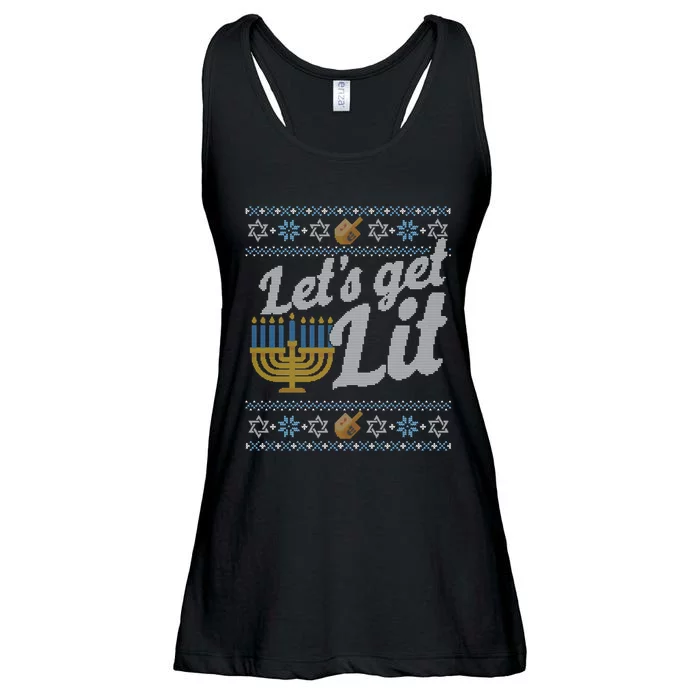 Funny Ugly Hanukkah Sweater Lets Get Litorah Ladies Essential Flowy Tank