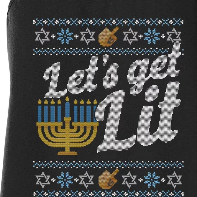 Funny Ugly Hanukkah Sweater Lets Get Litorah Women's Racerback Tank