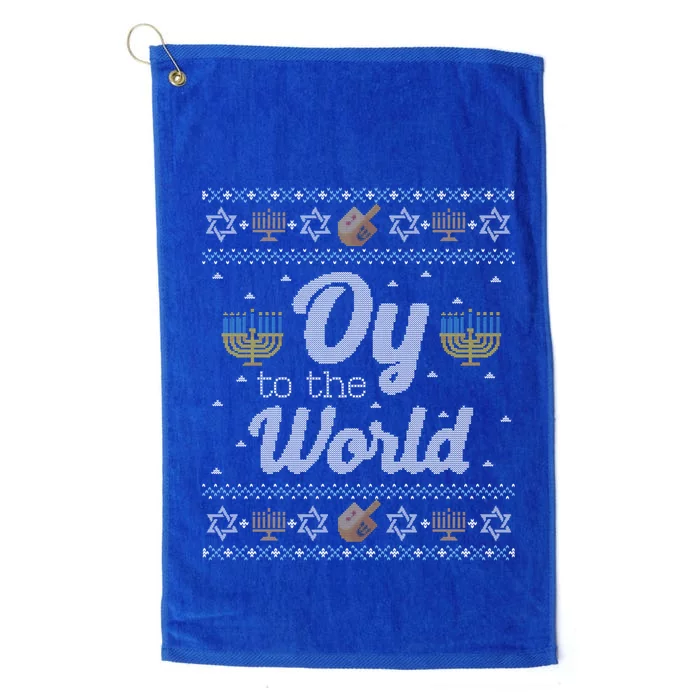 Funny Ugly Hanukkah Sweater Oy To The World Gift Platinum Collection Golf Towel