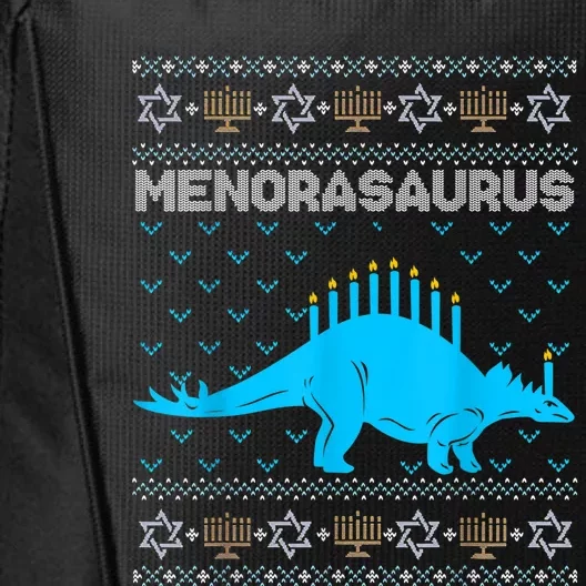 Funny Ugly Hanukkah Sweater Dinosaur Menorah Dino Boys City Backpack