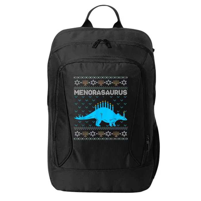 Funny Ugly Hanukkah Sweater Dinosaur Menorah Dino Boys City Backpack