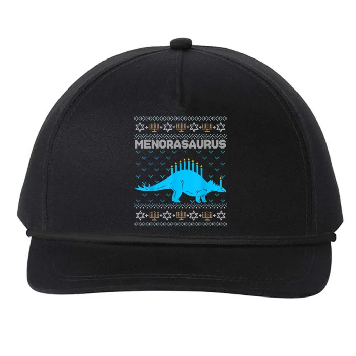 Funny Ugly Hanukkah Sweater Dinosaur Menorah Dino Boys Snapback Five-Panel Rope Hat